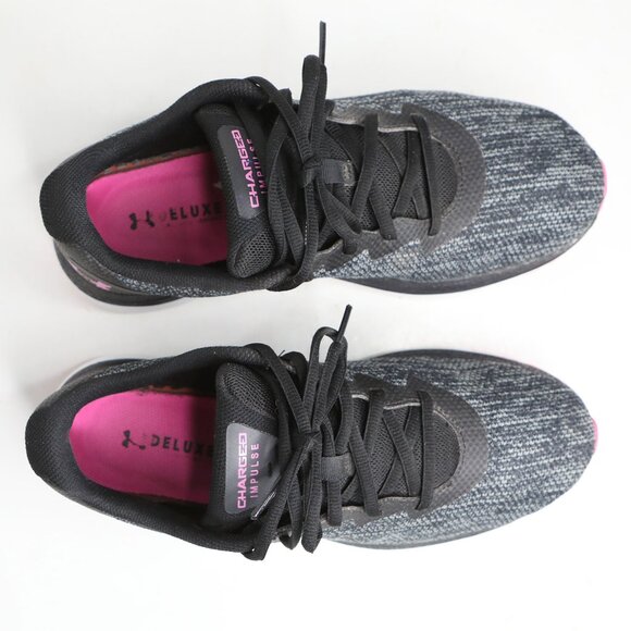 Under Armour Charged Impulse 2 Knit Running Shoe Sneaker Gym Outdoors Black Pink - Picture 6 of 10